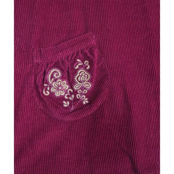 VTG 1990s–2000s April Cornell Corduroy Mini Dress Embroidered Pockets M/L - Picture 3 of 9